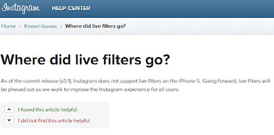 Instagram iphone 5 don't support live filters?