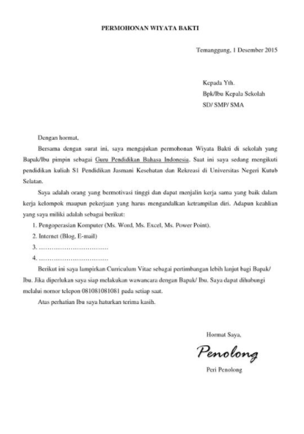 Contoh Surat Lamaran Kerja Guru Ngaji Seputaran Guru