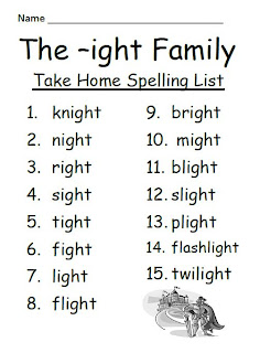 Classroom Freebies Too: Fern Smith's The -ight Family Spelling {Word