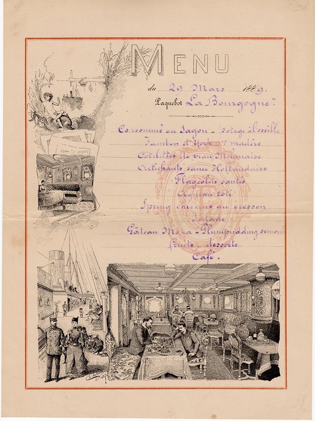 HISTORY BELLE ÉPOQUE menus on board COMPAGNIE GÉNÉRALE