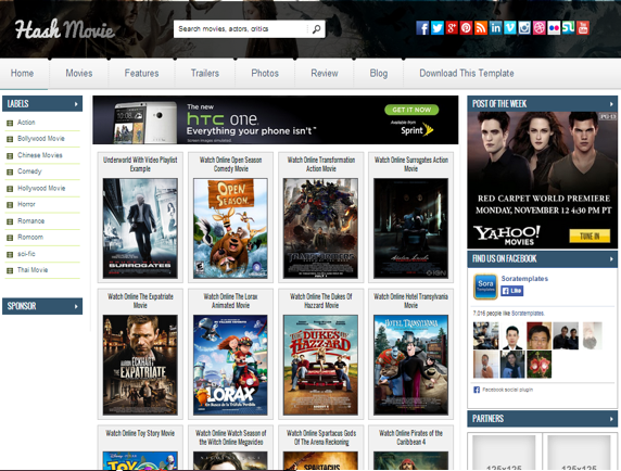 Hash Movie Blogger Template