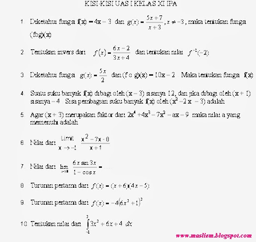 Konsep Contoh Kisi Kisi Instrumen Soal Matematika Paling Update