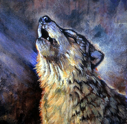 moon wolf acrylic painting paintings howling watercolor fine artist busse nj bird emotion colorado purples browns mood blues deviantart