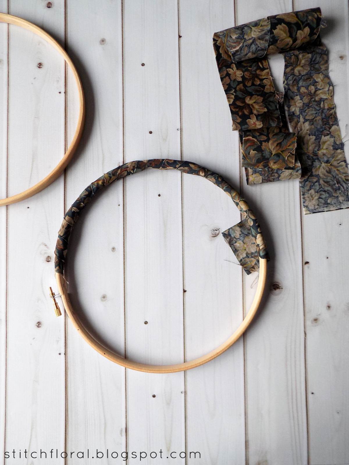 DIY embroidery hoop binding tutorial easy, no glue method Stitch Floral