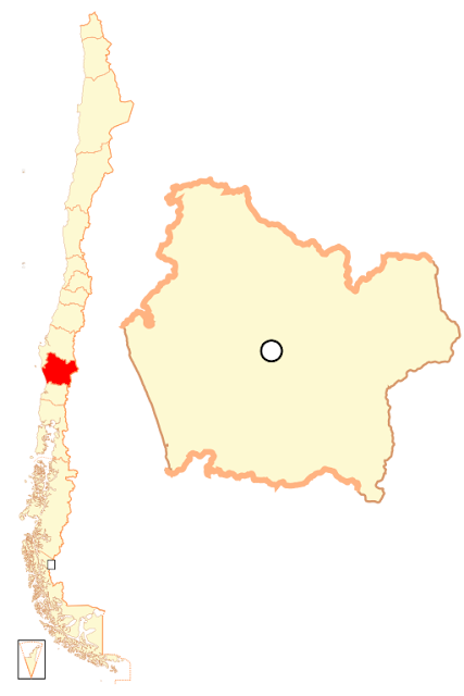 Mapa de localização da região de Araucania - Chile