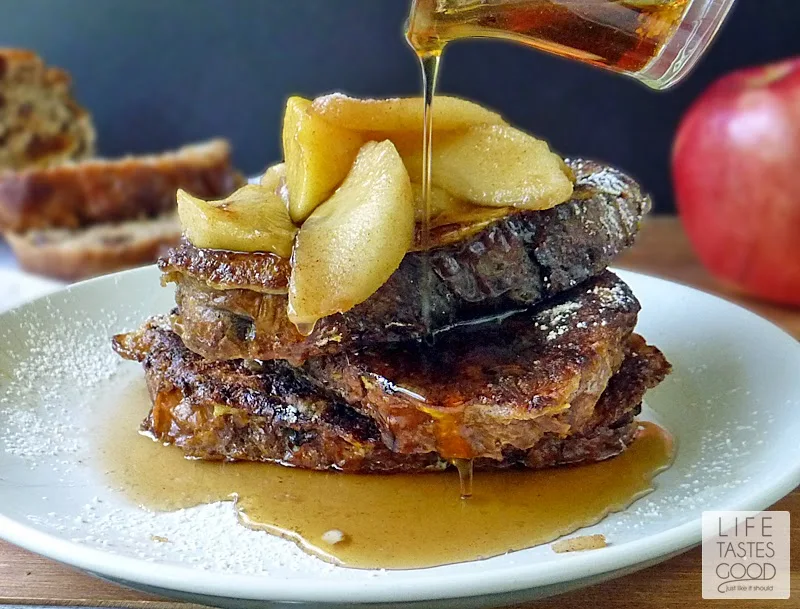 Apple Cinnamon French Toast | by Life Tastes Good is a real crowd pleaser. French Toast is fairly simple to make, and you can change up the flavors by adding delicious sauteed apples. #Breakfast