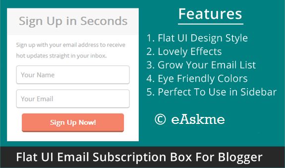  Simple Flat UI Email Subscription Box For Blogger : eAskme