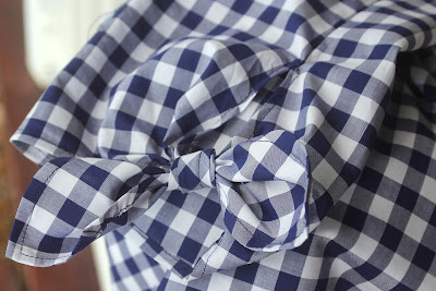Butterick 6378 and sleeves from McCall's 7543 using IndieSew gingham close-up of ties