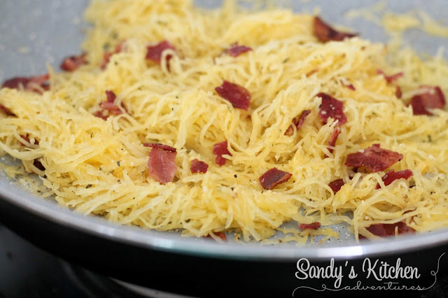Spaghetti Squash with Shrimp and Turkey Bacon | Sandy's Kitchen