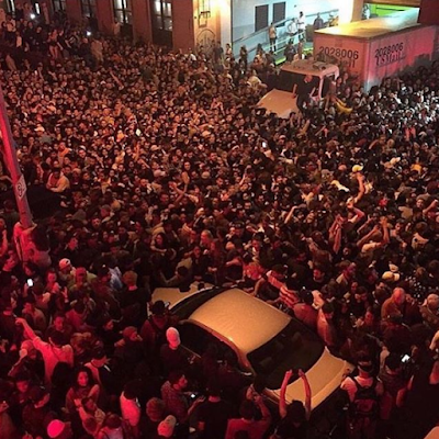 French Montana and Kanye West Stuck In A Car Surrounded By People