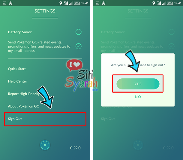 cara ganti char atau akun pokemon go di Android