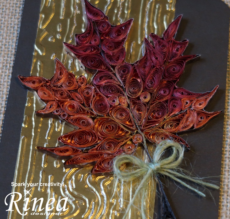 Ink Stains Quilled Maple Leaf Card