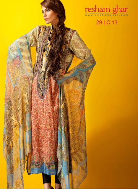 Digital Printed Lawn Dresses Spring-Summer Collection 2013 By Resham Ghar
