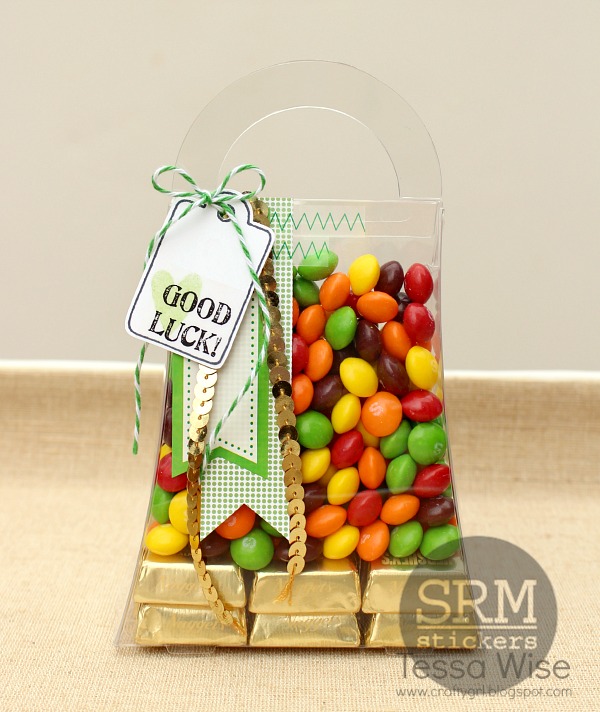 SRM Stickers Blog - St. Patrick's Day Purse Treat by Tessa Wise - #saint pat's #clear purse, #twine #stickers #stamps #lables #DIY #janesdoodles
