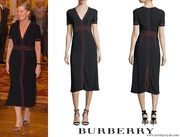 Countess Sophie wore Burberry Short Sleeve V-Neck Midi Dress