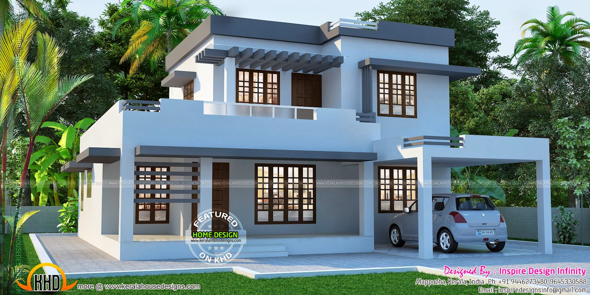 Beautiful flat house exterior Kerala Home Design and Floor Plans 9K