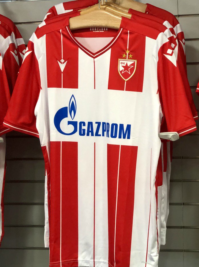 Still Sponsored by Gazprom: Red Star Belgrade 23-24 Home, Away