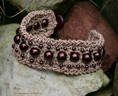 crochet leather bracelet with beads by gunadesign