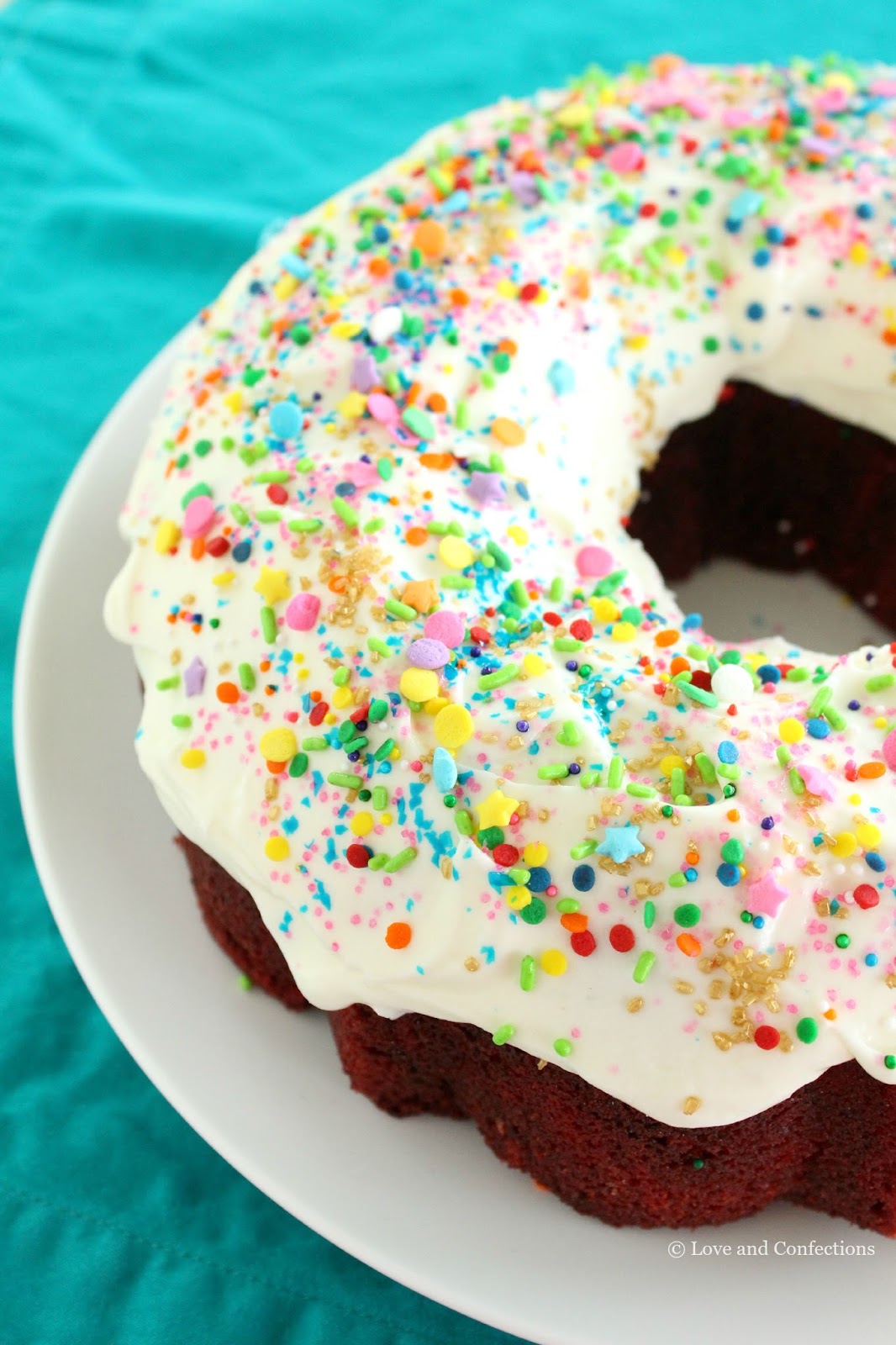 Red Velvet Cream Cheese Swirl Bundt Cake - Sprinkle Bakes