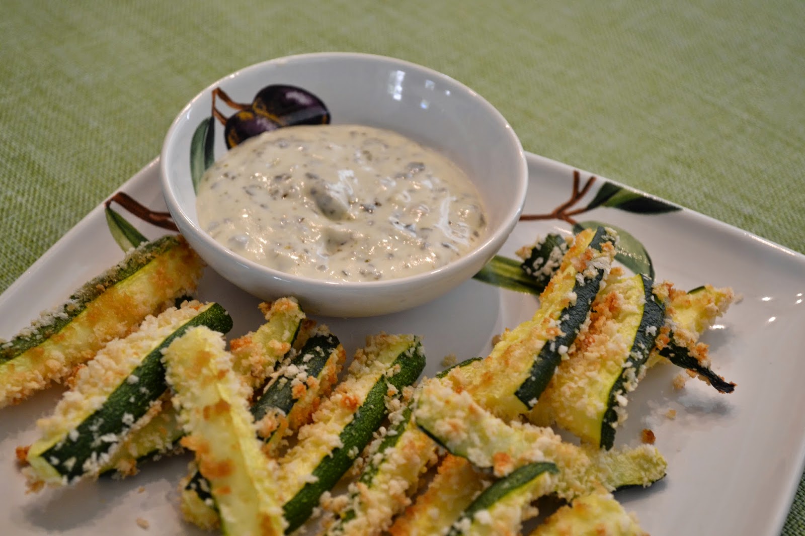 Mer's Kitchen Creations Baked Zucchini Fries with Pesto Dipping Sauce