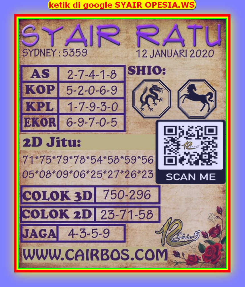 Kode Syair Sydney 12 Januari 2020 Forum Syair Togel Hongkong Singapura Sydney Kode Syair Sydney 12 Januari 2020 Forum Syair Togel Hongkong Singapura Sydney