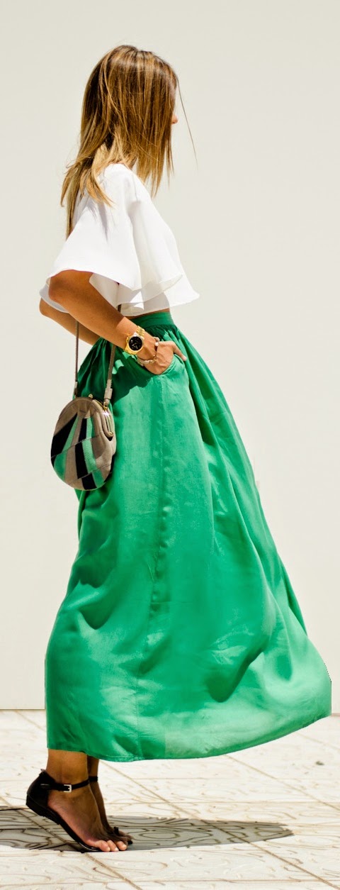 Fashion Magazine: Zara High Waisted Maxi Skirt with White Top | Chic ...