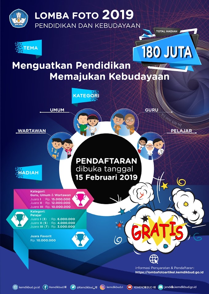 Info Lomba Kemdikbud 2019 Lomba Fotografi Pendidikan Dan Kebudayaan Tahun 2019 Tota Hadiah Rp 180 Juta