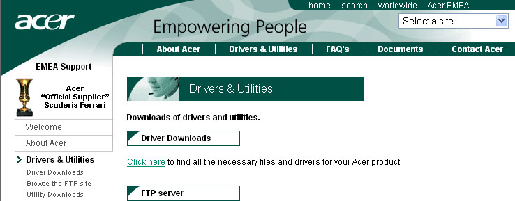 Link com support. Acer Driver support.