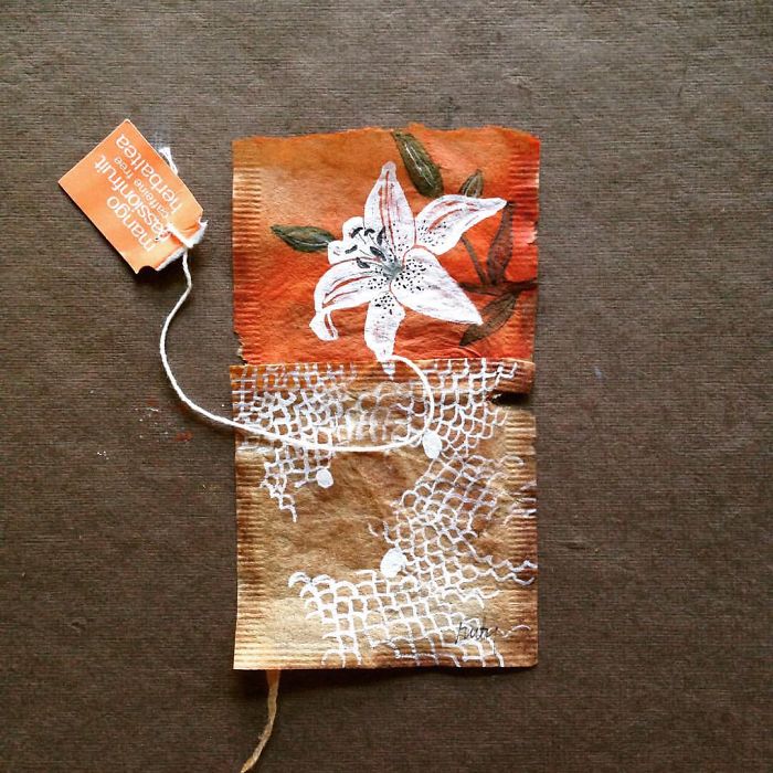 Drawing on a tea bag paper art craft projects