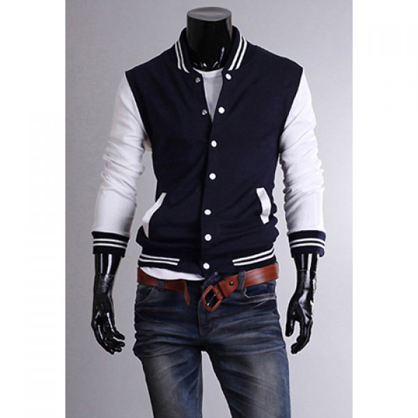Casual Style Stand Collar Long Sleeves Polyester Sweat-Shirt For Men