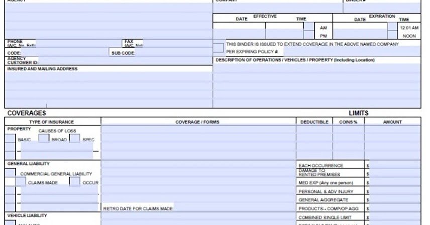 Acord 75 Fillable Form - Printable Forms Free Online