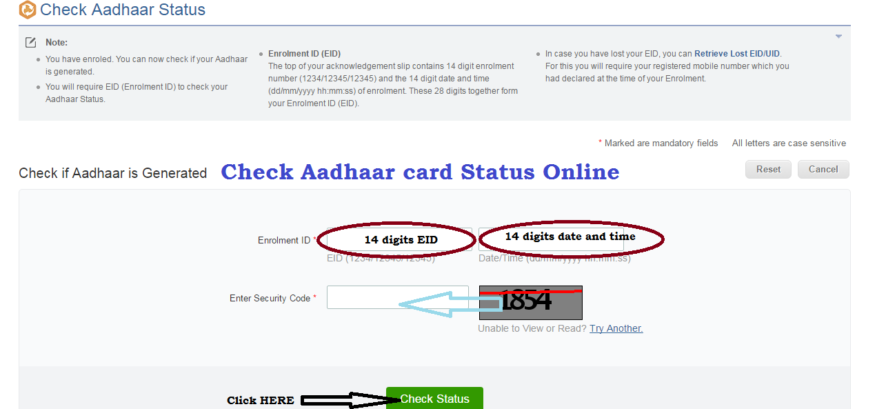 Check Aadhaar Card Status By Name and Address on resident.uidai.gov.in