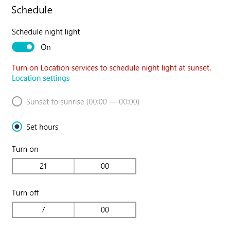 schedule night light