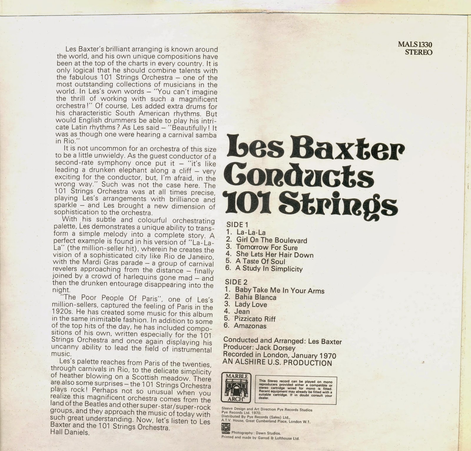 Les Baxter Conducts 101 Strings (1970)