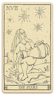 The Stars card - inked illustration - In the spirit of the Marseille tarot - major arcana - design and illustration by Cesare Asaro - Curio & Co. (Curio and Co. OG - www.curioandco.com)