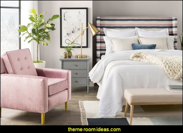 Blush pink decorating - blush pink decor - blush and gold decor - blush pink and gold bedroom decor - blush pink gold baby girl nursery furniture - blush art prints - rose gold bedroom decor - blush black bedroom decor - blush mint green decor - Blush Black Gold Glitter home decor - Blush Pink furniture - marble murals Thaler Upholstered Wingback Headboard