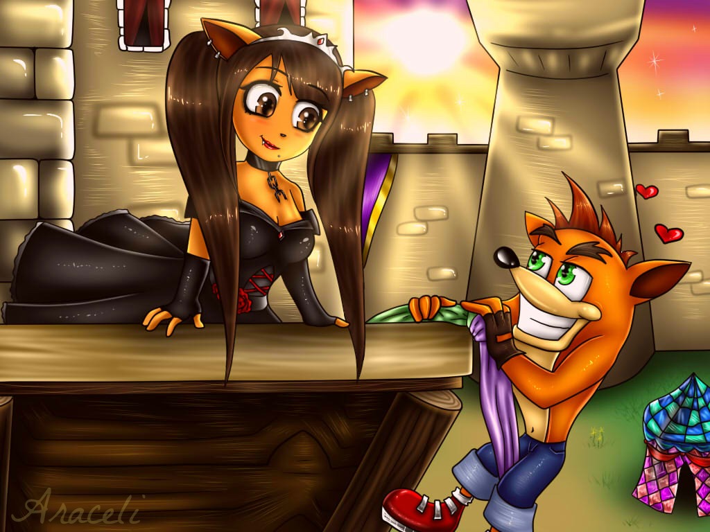 Crash Bandicoot and his villain girlfriend, Ara. 