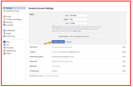 Change My Name On Facebook