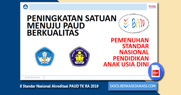 8 Standar Nasional Akreditasi Paud Tk Ra 2019 Dokumen Berkas Edukasi