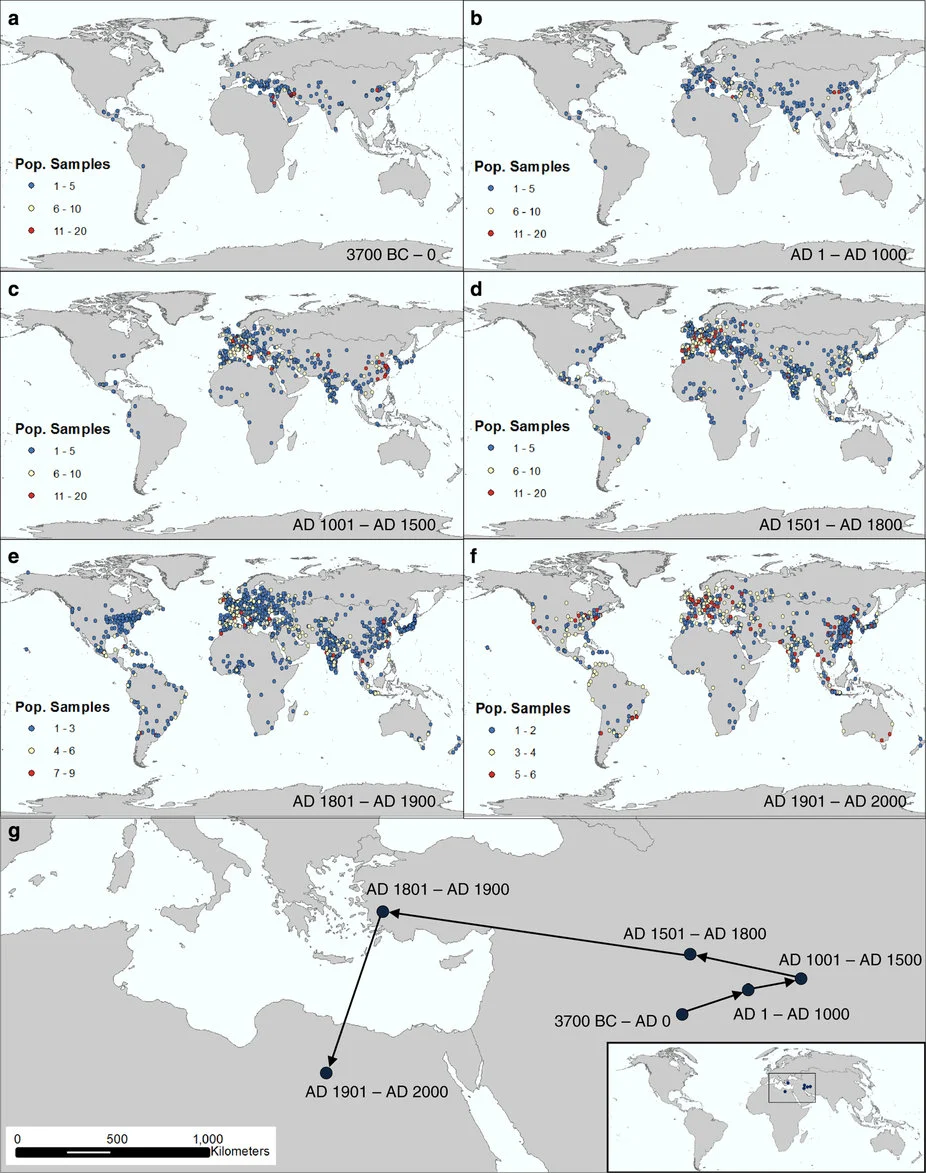 Spatializing 6,000 years of global urbanization from 3700 BC to AD 2000