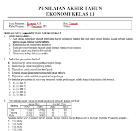 Soal UAS Ekonomi Semester Genap Kurikulum  Soal PAT Ekonomi Kelas 11 dan Jawabannya