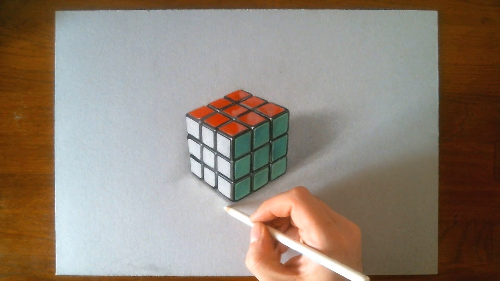 3д кубик Рубика на бумаге