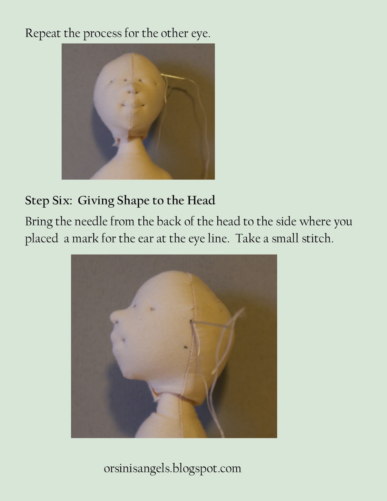 Orsini's Angels Needle Sculpting a Cloth Doll Head Free Tutorial