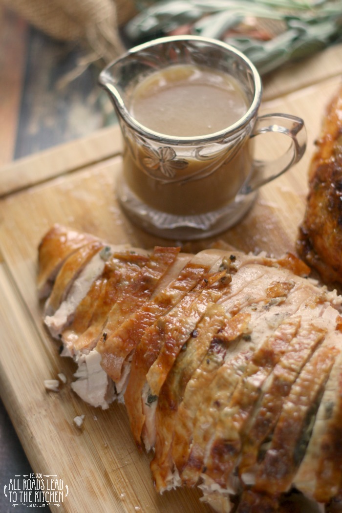 Sage and Shallot Roasted Turkey Breast with Apple Cider Gravy All