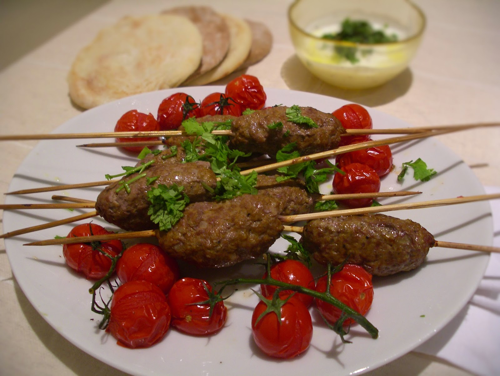 KITCHEN IN THE SAND Kofta Kebabs with yogurt sauce