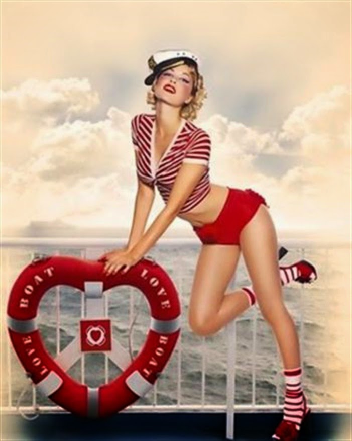 Костюм морячки Elawin (корсет, юбка, стринги, пилотка и чулки), сине-белый, L 0T-00011322 - Elawin - Ролевые эротические костюмы пиратки/морячки - Купить