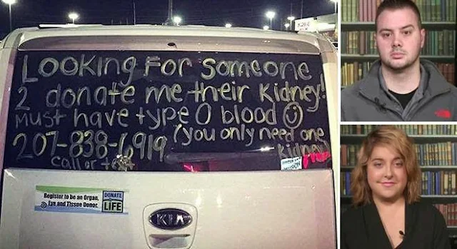 شاب يتبرع بكليته لامرأة بسبب إعلان على نافذة سيارتها