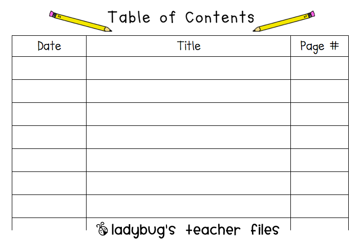 Printable Blank Table Of Contents Template Printable Blank Table Of Contents Template