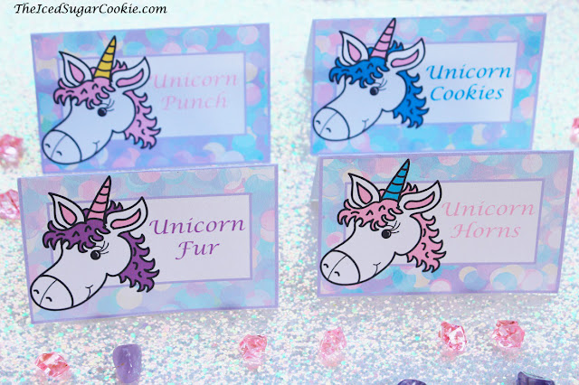 DIY Unicorn Birthday Party Food Label Tent Cards Idea-Printable Template Digital Download