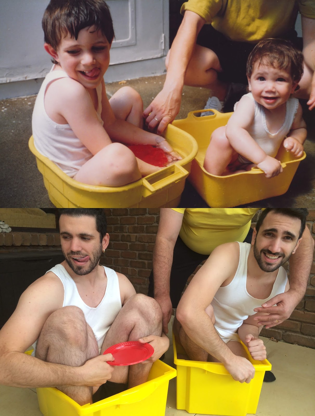 20 Hilarious Before And After Pictures Made By Adults Who Reminisced Their Childhood Years - Perfectly natural family behavior.